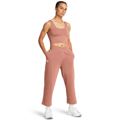  UNDER ARMOUR Damskie spodnie dresowe Under Armour UA Rival Terry Crop Wide Leg  różowe Różowy