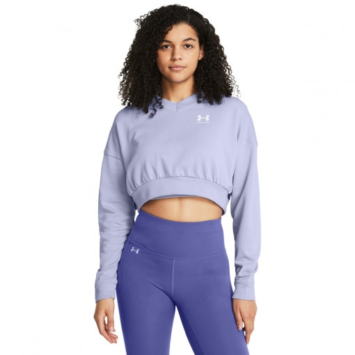 UNDER ARMOUR Damska bluza dresowa nierozpinana bez kaptura Under Armour UA Rival Terry OS Crop Crw  fioletowa Fioletowy