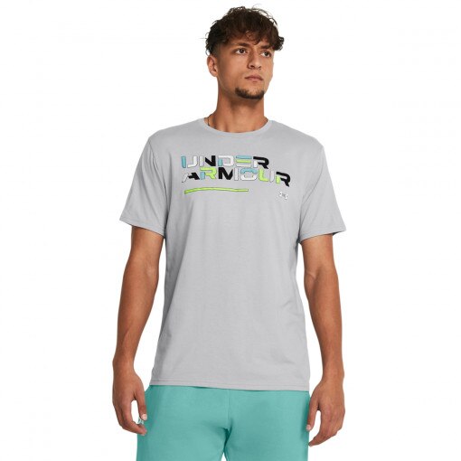 UNDER ARMOUR Męski tshirt z nadrukiem Under Armour UA Colorblock Wordmark SS  szary Szary