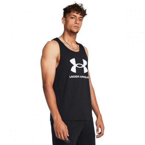 UNDER ARMOUR Męski top z nadrukiem Under Armour UA Sportstyle  Logo Tank  czarny Czarny