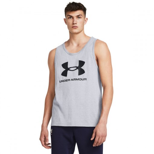 UNDER ARMOUR Męski top z nadrukiem Under Armour UA Sportstyle  Logo Tank  szary  Szary
