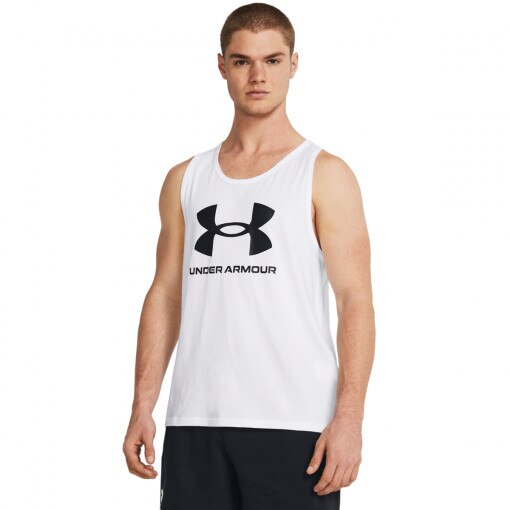 UNDER ARMOUR Męski top z nadrukiem Under Armour UA Sportstyle  Logo Tank  biały  Biały