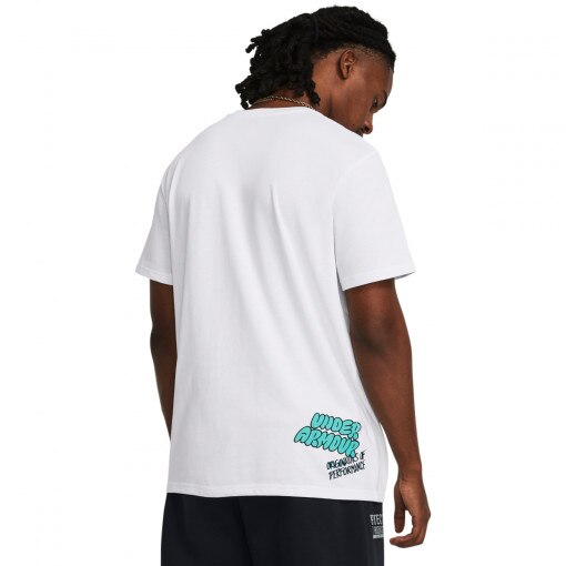 Męski t-shirt z nadrukiem Under Armour UA HW Logo Overlay EMB SS - biały