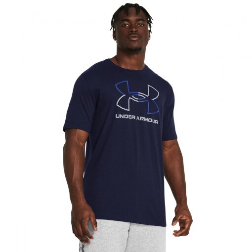 UNDER ARMOUR Męski tshirt z nadrukiem Under Armour UA Foundation Short Sleeve  granatowy Granatowy