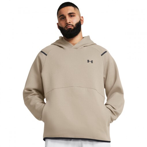 UNDER ARMOUR Męska bluza treningowa nierozpinana z kapturem Under Armour UA Unstoppable Flc HD  beżowa Beżowy