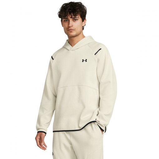 UNDER ARMOUR Męska bluza treningowa nierozpinana z kapturem Under Armour UA Unstoppable Flc HD  beżowa Beżowy