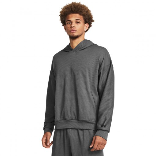 UNDER ARMOUR Meska bluza treningowa nierozpinana z kapturem Under Armour UA Journey Rib Hoodie  szara Szary