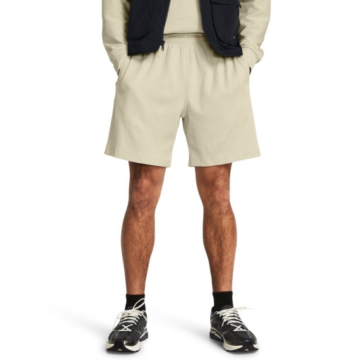 Męskie spodenki treningowe Under Armour UA Journey Rib Shorts - kremowe