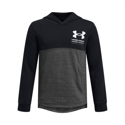 UNDER ARMOUR Chłopięca bluza dresowa nierozpinana z kapturem Under Armour UA Boys Rival Terry Hoodie  czarna Czarny