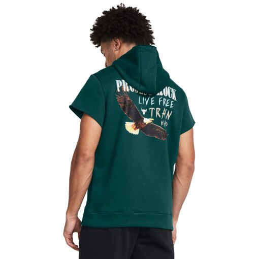 Męska bluza treningowa nierozpinana z krótkim rękawem Under Armour Project Rock Q1 SS Icon Fleece HD - zielona