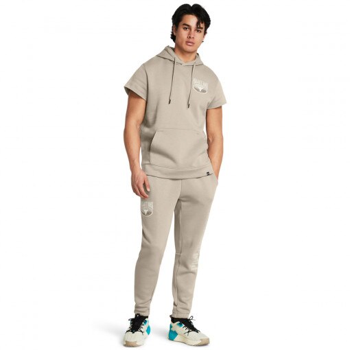 UNDER ARMOUR Męskie spodnie treningowe Under Armour Project Rock Icon Fleece Jogger beżowe Beżowe