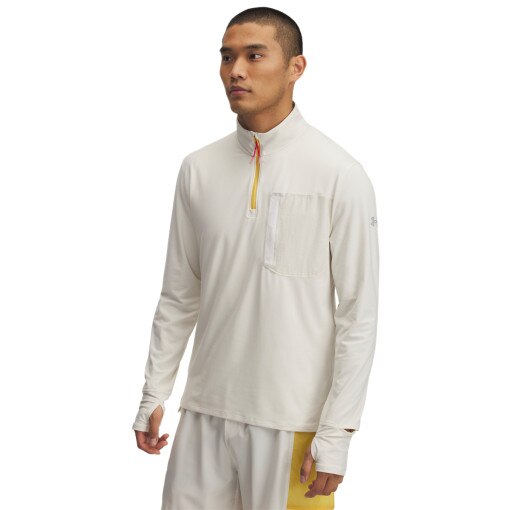 UNDER ARMOUR Męski longsleeve do biegania Under Armour UA Trail Run Quarter Zip  beżowy Beżowy