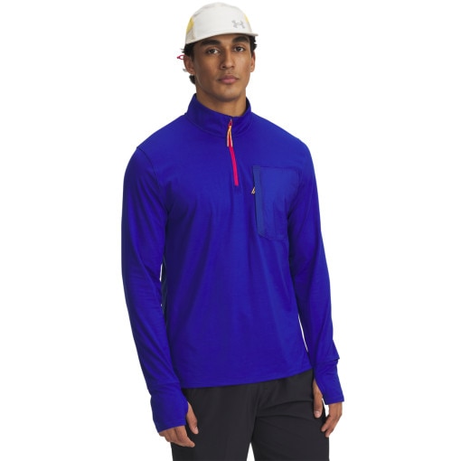 UNDER ARMOUR Męski longsleeve do biegania Under Armour UA Trail Run Quarter Zip  niebieski Niebieski