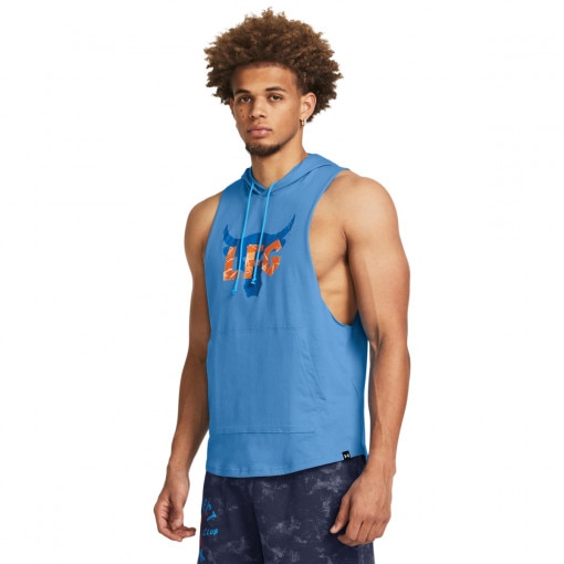  UNDER ARMOUR Męski top treningowy Under Armour Project Rock LFG Graphic Sleeveless Hoodie  niebieski Niebieski