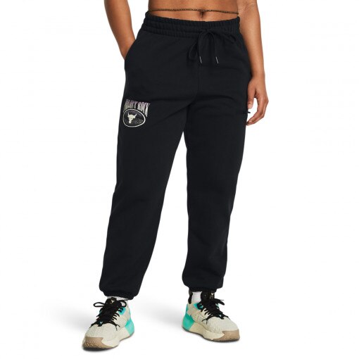 Damskie spodnie treningowe Under Armour Projcet Rock Q1 HW Terry Pant - czarne