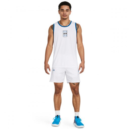 UNDER ARMOUR Męskie spodenki do koszykówki Under Armour UA Zone Woven Short  białe Biały