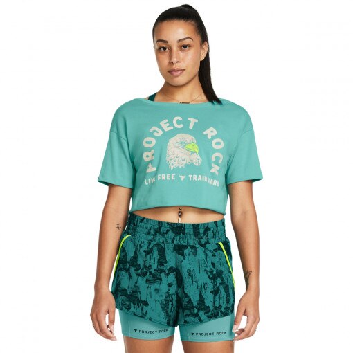 UNDER ARMOUR Damska koszulka treningowa Under Armour Project Rock Balance Graphic T  turkusowa Turkusowy