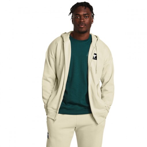 UNDER ARMOUR Męska bluza treningowa rozpinana z kapturem Under Armour Project Rock Hwt Terry FZ  kremowa Kremowy