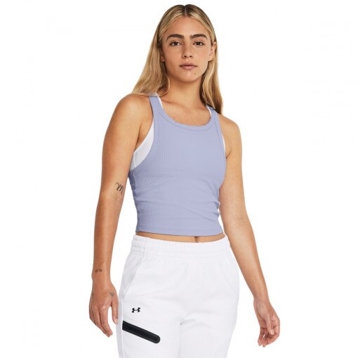 UNDER ARMOUR Damski top treningowy Under Armour Meridian Rib Crop Tank  fioletowy  Fioletowy