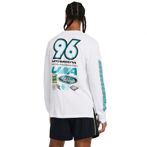 Męski longsleeve z nadrukiem Under Armour UA Run Anywhere Ls - biały