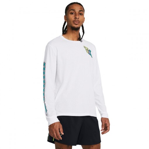 UNDER ARMOUR Męski longsleeve z nadrukiem Under Armour UA Run Anywhere Ls  biały Biały