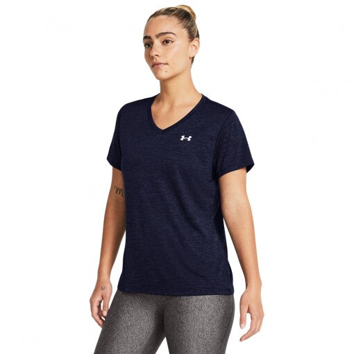 UNDER ARMOUR Damska koszulka treningowa Under Armour Tech SSV Twist granatowa Granatowy