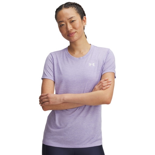  UNDER ARMOUR Damska koszulka treningowa Under Armour Tech SSC Twist  fioletowa Fioletowy