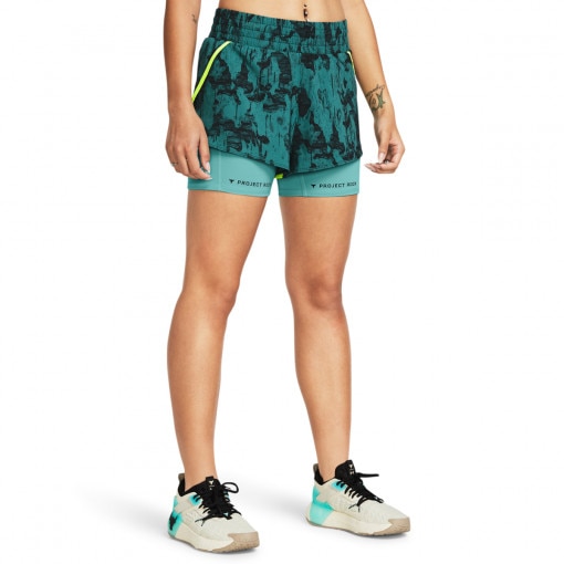 Damskie spodenki treningowe Under Armour Project Rock Flex St Pt - zielone