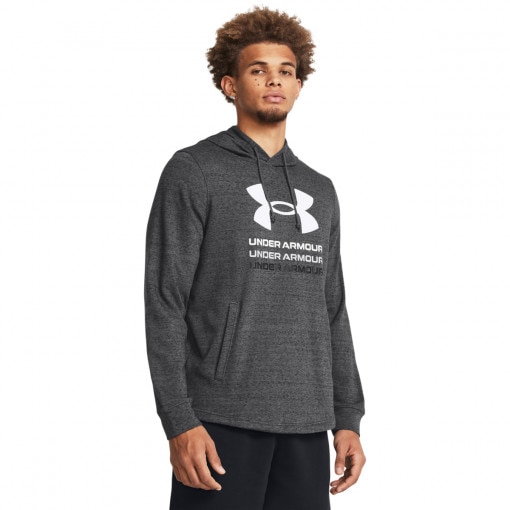 UNDER ARMOUR Męska bluza dresowa nierozpinana z kapturem Under Armour UA Rival Terry Graphic Hood  szara Szary