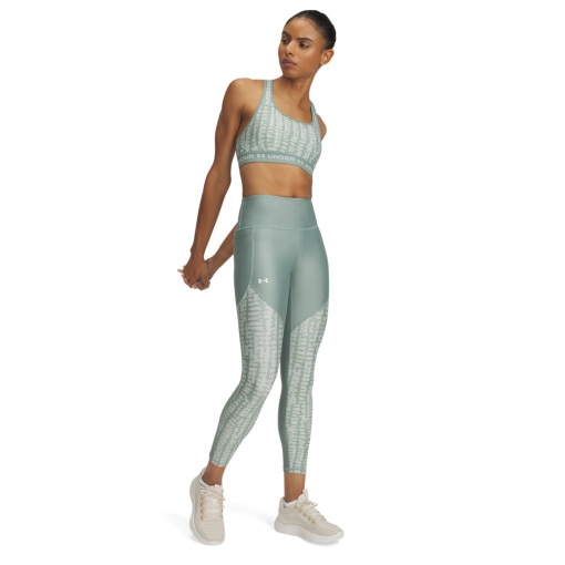 UNDER ARMOUR Damskie legginsy treningowe Under Armour Tech Print Panel Ankle  zielone Zielony