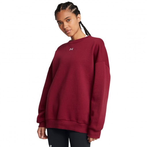 UNDER ARMOUR Damska bluza dresowa nierozpinana bez kaptura Under Armour UA Rival Fleece OS Crew  czerwona Czerwony