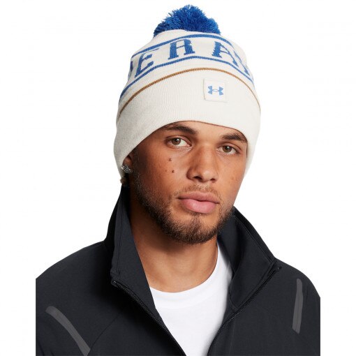 UNDER ARMOUR Męska czapka zimowa Under Armour M Halftime Pom Beanie  biała Biały