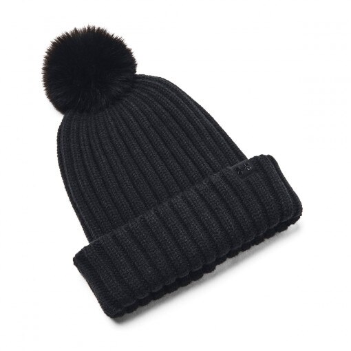 UNDER ARMOUR Damska czapka zimowa Under Armour W Halftime Pom Beanie  czarna Czarny