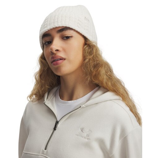 UNDER ARMOUR Damska czapka zimowa Under Armour W Halftime Cable Knit Beanie  beżowa Beżowy