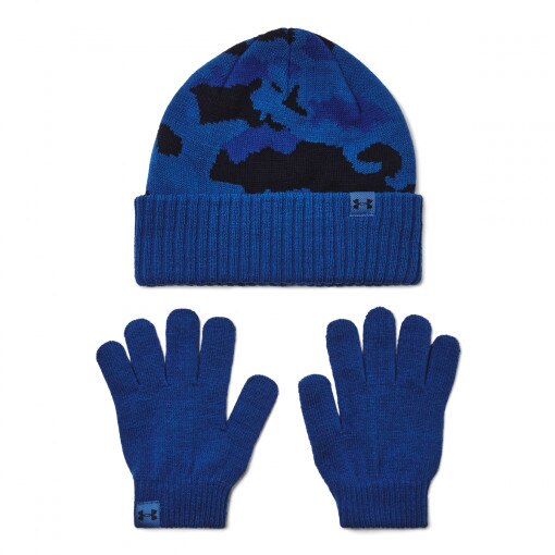 UNDER ARMOUR Chłopięcy zestaw czapka zimowa i rękawiczki Under Armour B Beanie/Glove Combo  granatowy Granatowy