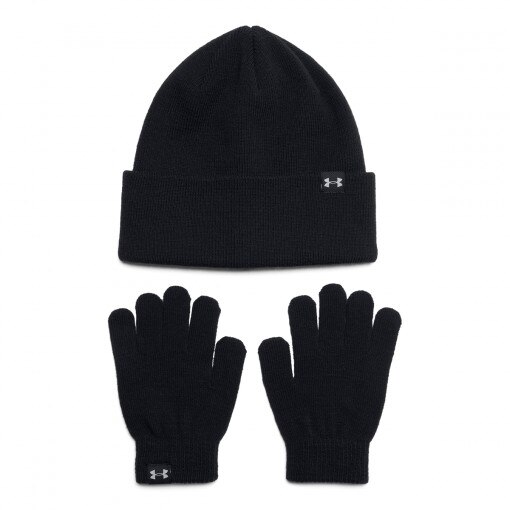 UNDER ARMOUR Dziewczęcy zestaw czapka zimowa i rękawiczki Under Armour G Beanie/Glove Combo  czarne Czarny