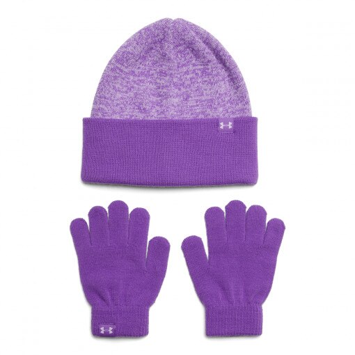 UNDER ARMOUR Dziewczęcy zestaw czapka zimowa i rękawiczki Under Armour G Beanie/Glove Combo  fioletowy Fioletowy