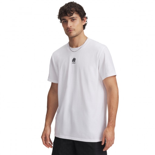 UNDER ARMOUR Męska koszulka do koszykówki Under Armour Curry Logo Heavyweight  biała Biały