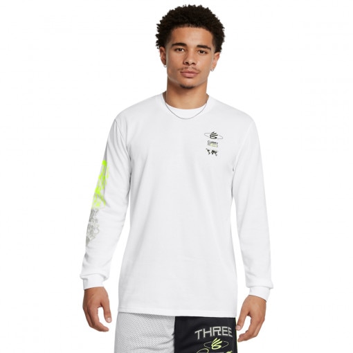 UNDER ARMOUR Męski longsleeve treningowy Under Armour UA Curry Long Sleeve Tee  biały Biały