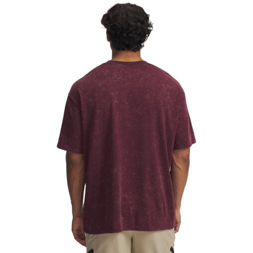 Męski t-shirt Under Armour UA Heavyweight Oversized Logo Wash - czerwony