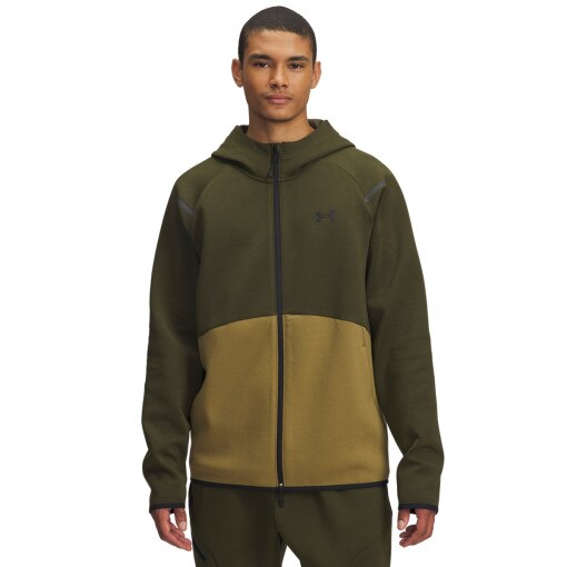 UNDER ARMOUR Męska bluza dresowa rozpinana z kapturem Under Armour UA Unstoppable Fleece FullZip  khaki Khaki