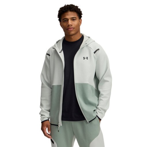 UNDER ARMOUR Męska bluza dresowa rozpinana z kapturem Under Armour UA Unstoppable Flc Fz Hd Eu  zielona Zielony