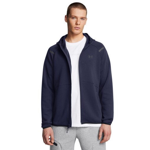 UNDER ARMOUR Męska bluza dresowa rozpinana z kapturem Under Armour UA Unstoppable Fleece FullZip  granatowa Granatowy