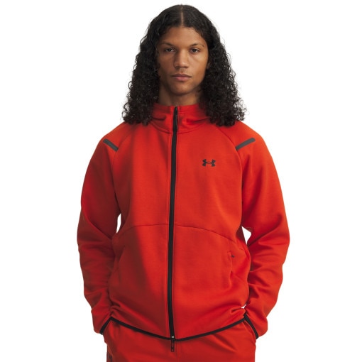  UNDER ARMOUR Męska bluza dresowa rozpinana z kapturem Under Armour UA Unstoppable Flc Fz Hd Eu  czerwona Czerwony