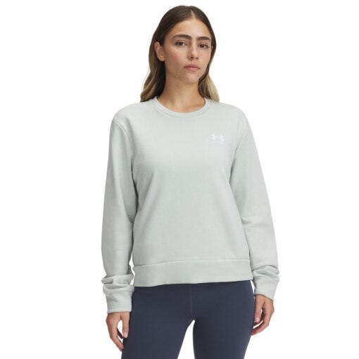 UNDER ARMOUR Damska bluza dresowa nierozpinana bez kaptura Under Armour UA Rival Terry Crew  zielona Zielony
