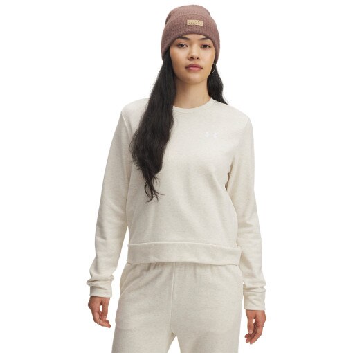 UNDER ARMOUR Damska bluza dresowa nierozpinana bez kaptura Under Armour UA Rival Terry Crew  beżowa Beżowy