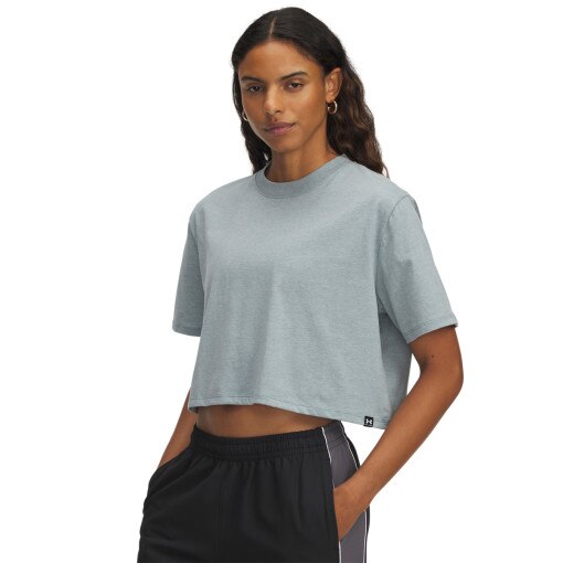 UNDER ARMOUR Damski tshirt croptop Under Armour UA Rival SS  niebieski Niebieski