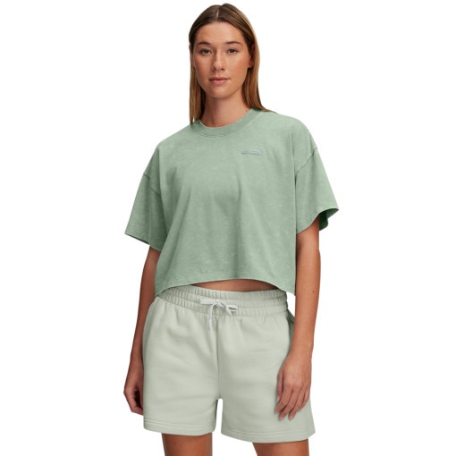 UNDER ARMOUR Damski tshirt crop top Under Armour UA Heavyweight Wash SS  zielony Zielony