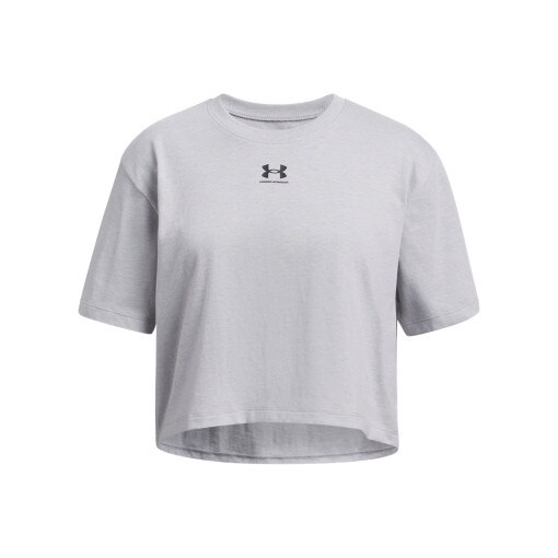 UNDER ARMOUR Dziewczęca koszulka oversize Under Armour UA Rival SS  szara Szary