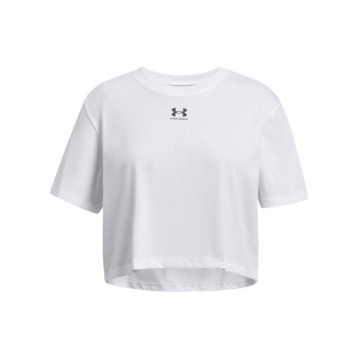UNDER ARMOUR Dziewczęca koszulka oversize Under Armour UA Rival SS  biała Biały
